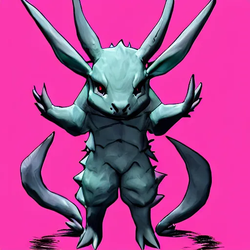 Prompt: Nidoran pink male in style of Bloodborne. Concept art, cosmic horror, body horror, ArtStation.