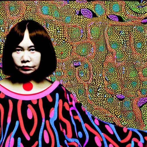 Image similar to a yayoi kusama 2 0 2 2 portrait of a girl, colorfull, 4 k, vogue