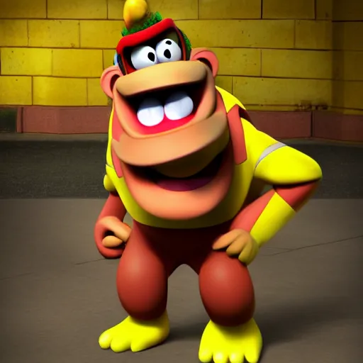 Image similar to donkey kong spongebob, photorealistic