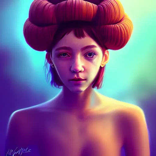 Prompt: portrait of a girl with a bundt on her face , digital art, cinematic, concept art, 8k, painting, imaginefx, cgsociety, trending on artstation