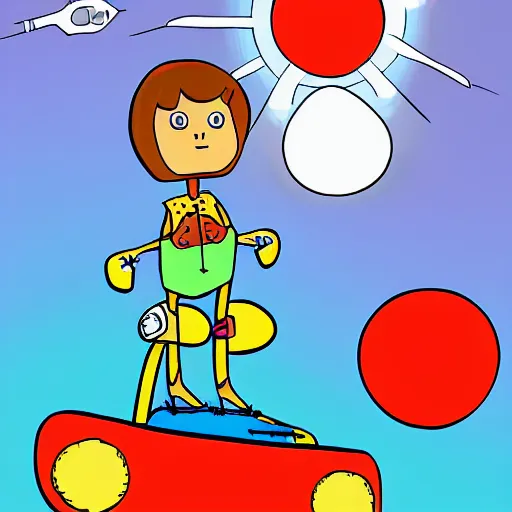 Prompt: captain flipflop goes for a ride on his spaceship, digital art