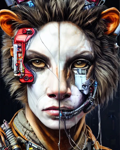 Image similar to a portrait of an anthropomorphic cyberpunk lioness by sandra chevrier, by jon foster, detailed render, tape deck, epic composition, cybernetics, 4 k realistic, cryengine, realistic shaded lighting, sharp focus, masterpiece, by enki bilal