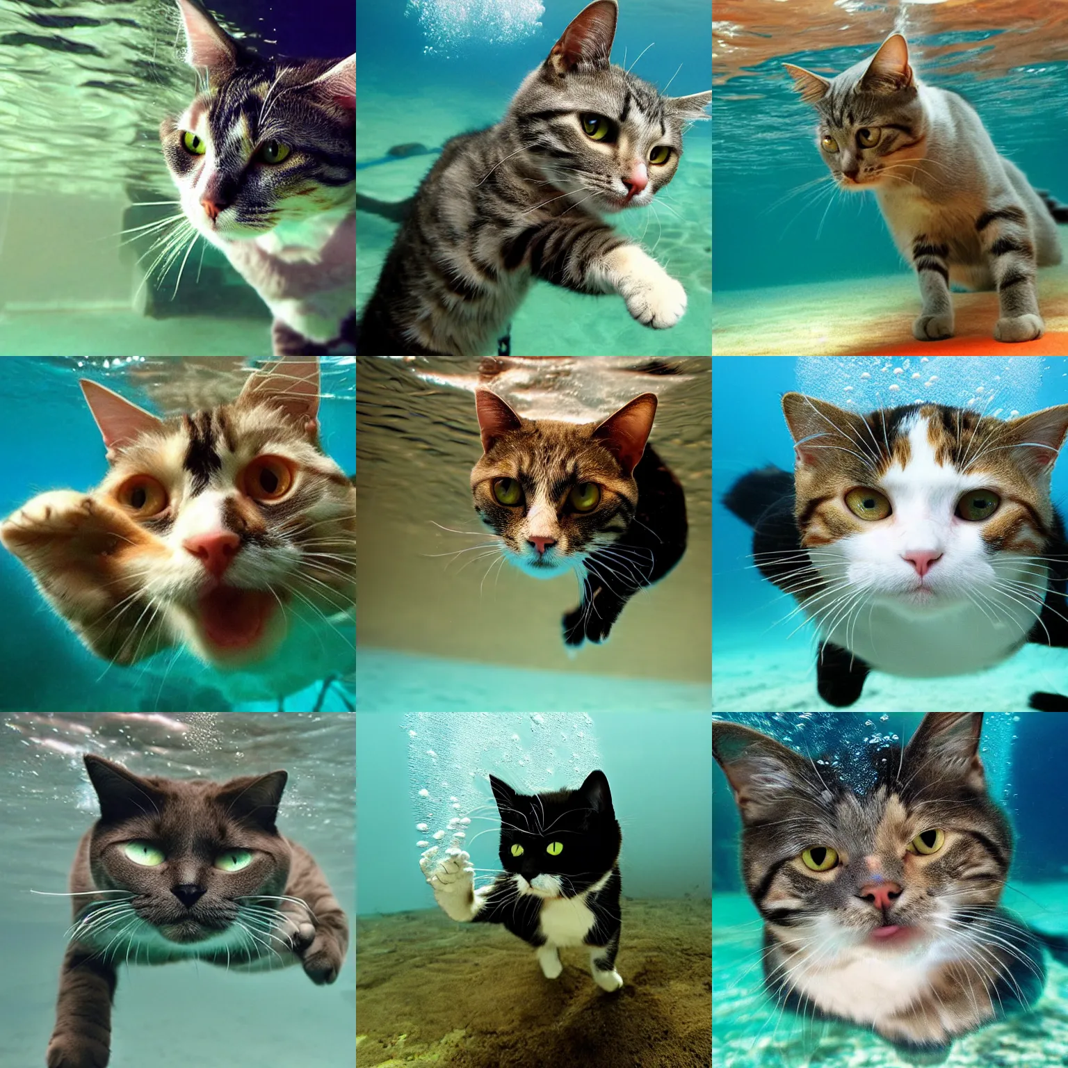 Prompt: a cat is doing underwater diving