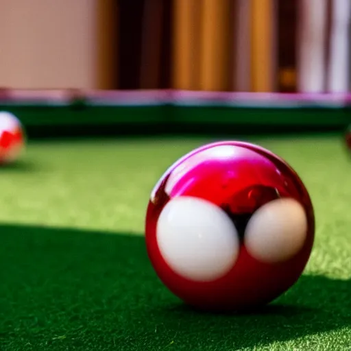 Prompt: a billiard ball on the green, trending on 500px