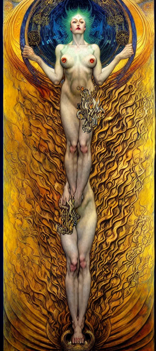 Image similar to Divine Chaos Engine by Karol Bak, Jean Delville, William Blake, Gustav Klimt, and Vincent Van Gogh, symbolist, visionary