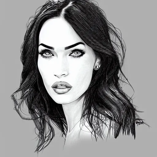 Image similar to “Megan Fox, portrait!!! Portrait based on doodles, scribbled lines, sketch by Liz Y Ahmet, monochrome, concept Art, millions lines, ultra detailed portrait, 4k resolution”