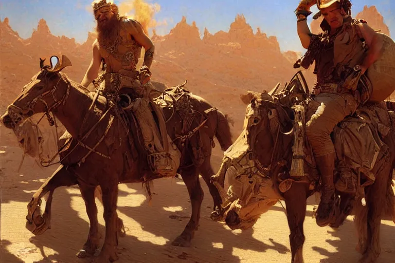 Image similar to ! dream desert bandits, dieselpunk, painting by gaston bussiere, craig mullins, j. c. leyendecker