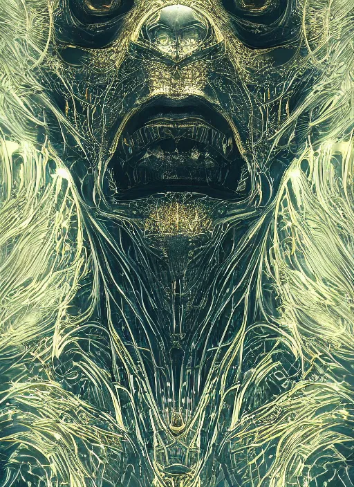 Image similar to glowing silver and golden elements, full close-up portrait, vector crow, book cover, green forest, white moon, establishing shot, extremly high detail, photo-realistic, cinematic lighting, pen and ink, intricate line drawings, by Yoshitaka Amano, Ruan Jia, Kentaro Miura, Artgerm, post processed, concept art, artstation, matte painting, style by eddie mendoza, raphael lacoste, alex ross