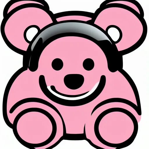 Image similar to a cute pink cuddly bear wearing headphones vector logo