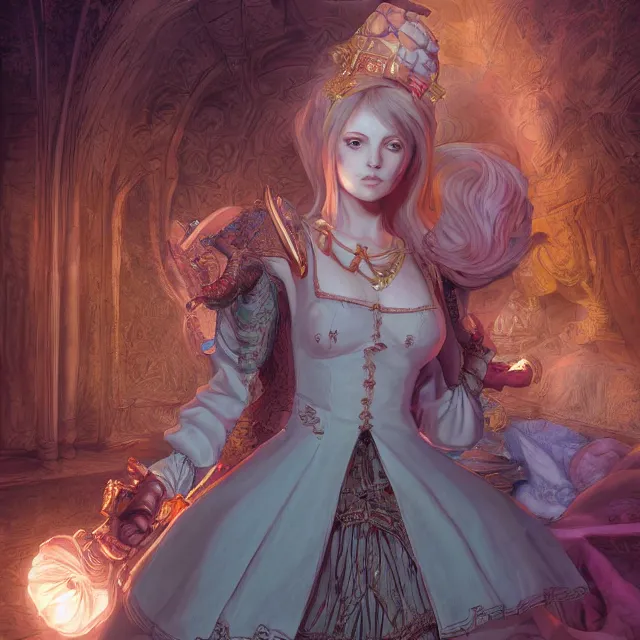 Prompt: the portrait of neutral good colorful female cleric bard as absurdly beautiful, gorgeous, elegant, skinny young gravure idol, an ultrafine hyperdetailed illustration by irakli nadar, intricate linework, sharp focus, bright colors, octopath traveler, final fantasy, unreal engine 5 highly rendered, global illumination, radiant light, detailed and intricate environment