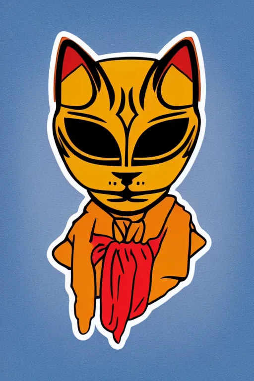 Image similar to Portrait of a cat as a Mexican wrestler in a mask, sticker, colorful, illustration, highly detailed, simple, smooth and clean vector curves, no jagged lines, vector art, smooth