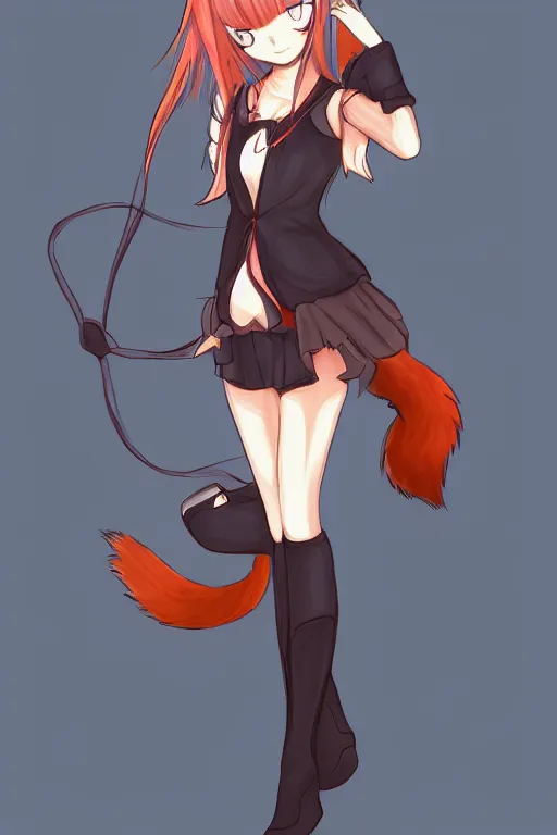 Image similar to a girl with fox features, trending on pixiv, by kawacy