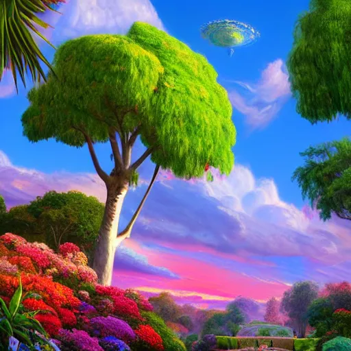 Prompt: A bright and vibrant landscape paradise with lollipop trees and marshmallow clouds by Frederic Edwin Church, James Gurney and Thomas Kinkade, trending on artstation, Unreal Engine, cgsociety, deviantart, 8k render