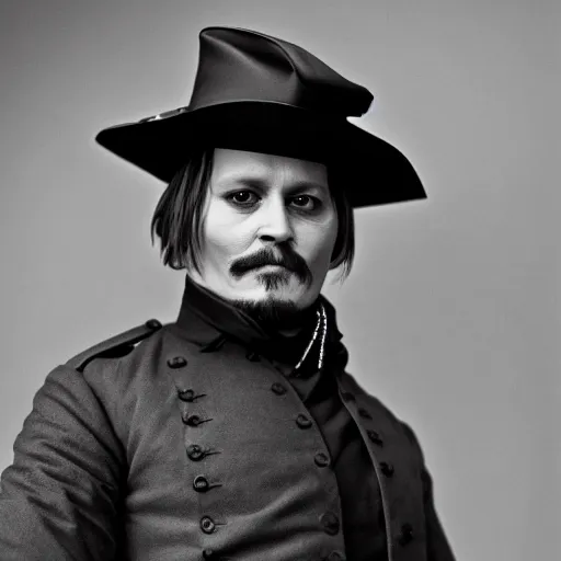 Prompt: johnny depp as a civil war soldier, photograph