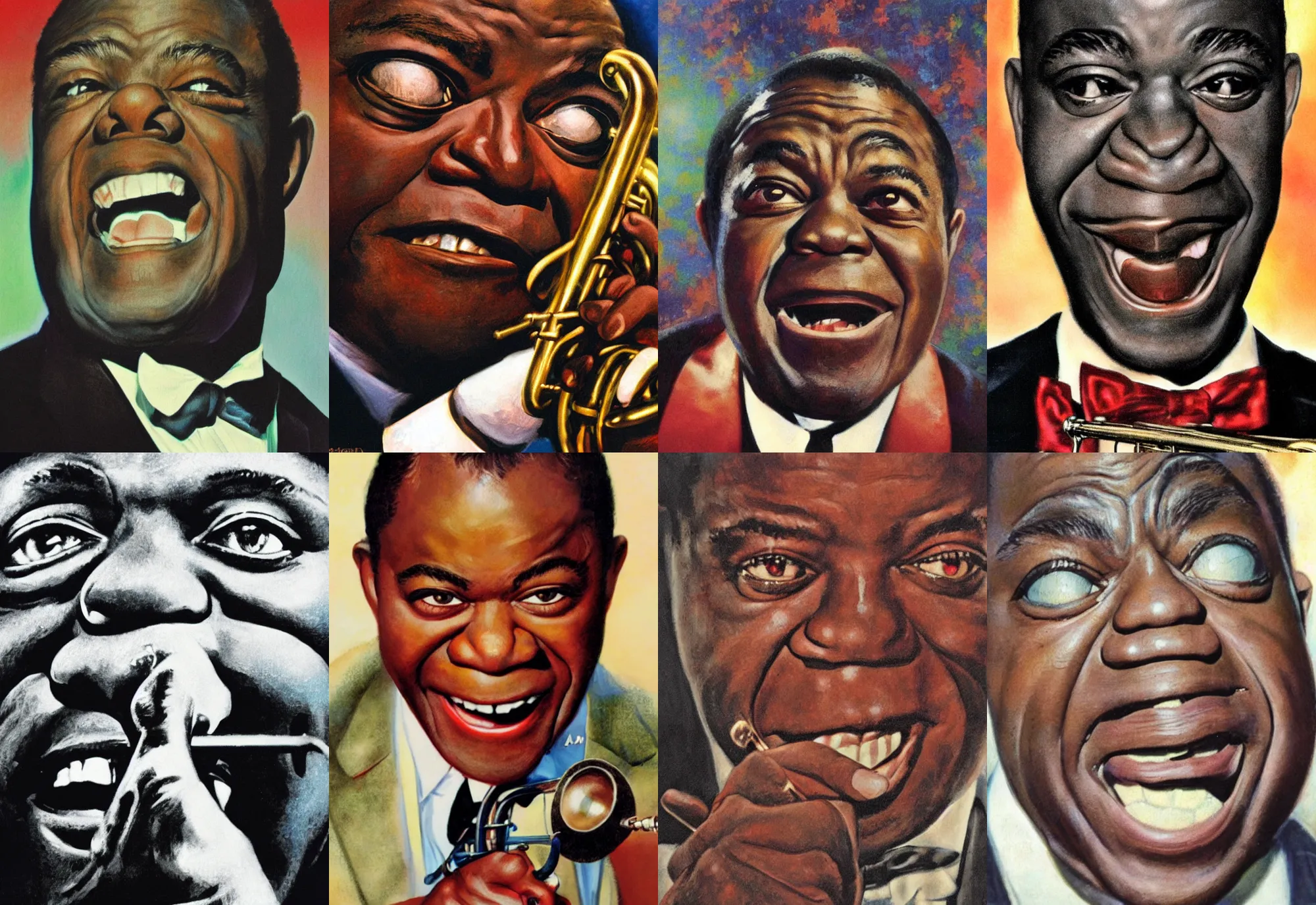 Prompt: a close - up portrait of louis armstrong, by drew struzan, highly detailed