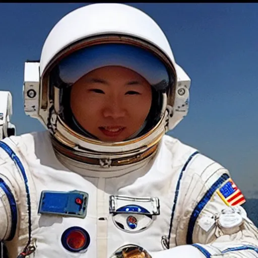 Prompt: a chinese astronaut in the low orbit of Jupiter