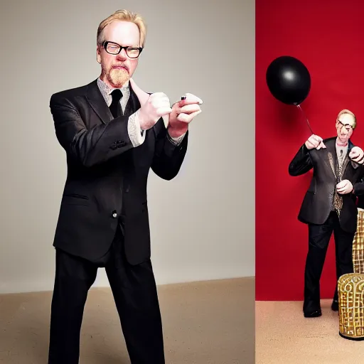 Image similar to adam savage in a fancy suit by a upscale party photoshoot