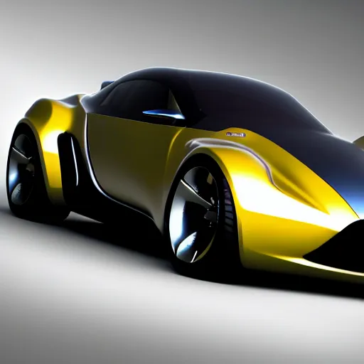 Image similar to a sports car design loosely based on the nissan sports cars, concept car, photoreal, symmetry, by ash thorp