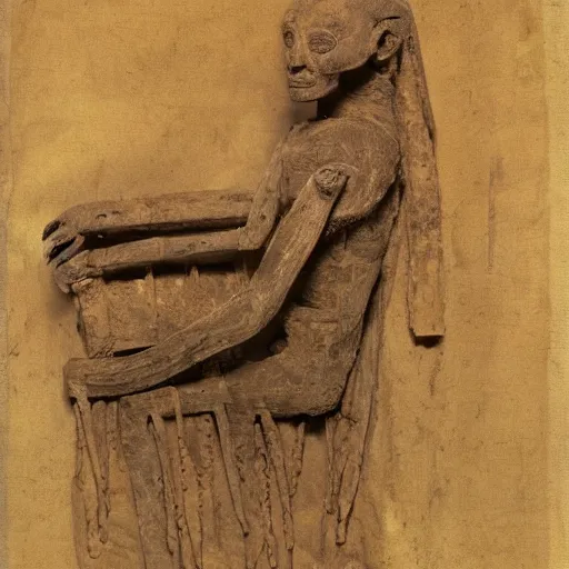 Image similar to an ancient mummy of a shaman in a fetal position