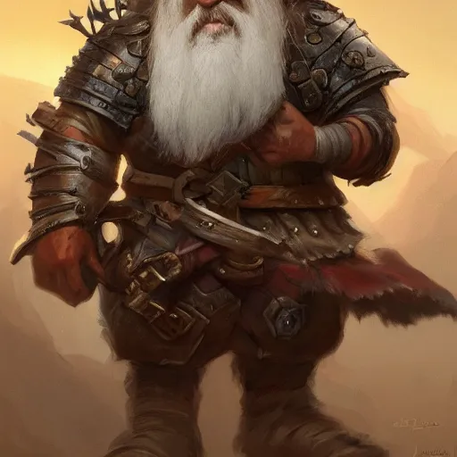 Prompt: a detailed portrait of an old dwarf warrior with a rugged armor, by justin gerard and greg rutkowski, digital art, realistic painting, dnd, character design, trending on artstation