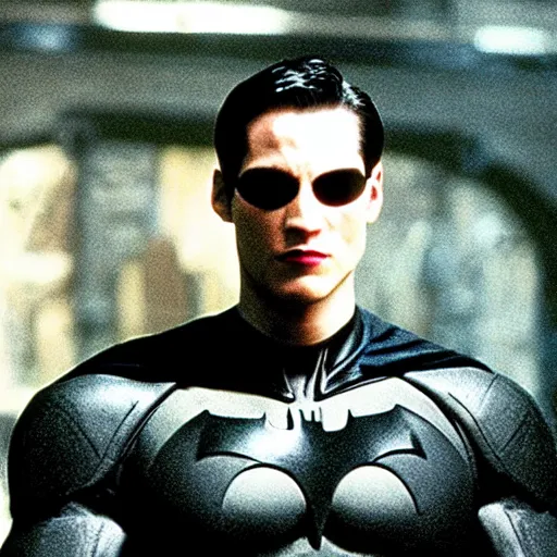 Image similar to still image of batman from the matrix movie