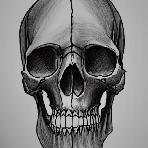 Prompt: a black pen sketch of a skull in a desert, beginner, pencil, intermediate art, anatomy, paper art, pencil, bold lines, cyberpunk based, elephant skull, the desert is in color pencil