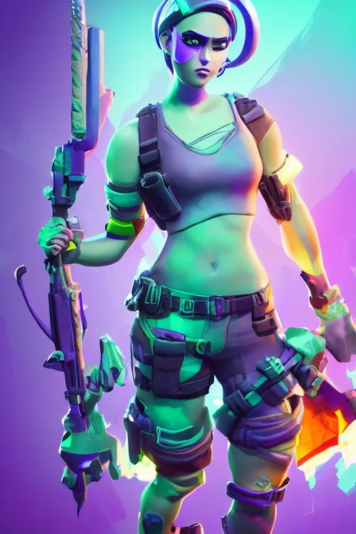 Image similar to fornite lady epic game design fanart by concept artist gervasio canda battle royale kaws radiating a glowing aura global illumination ray tracing hdr render in unreal engine 5