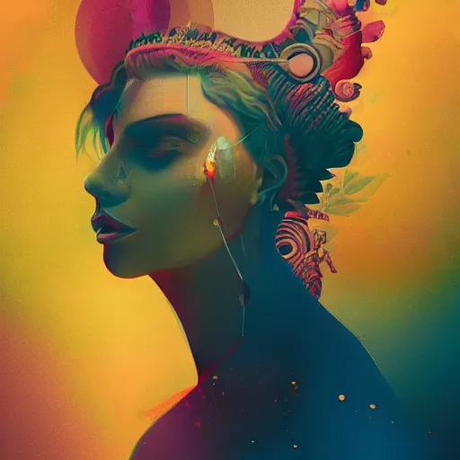Prompt: a surreal portrait of a goddess by Petros Afshar and Beeple