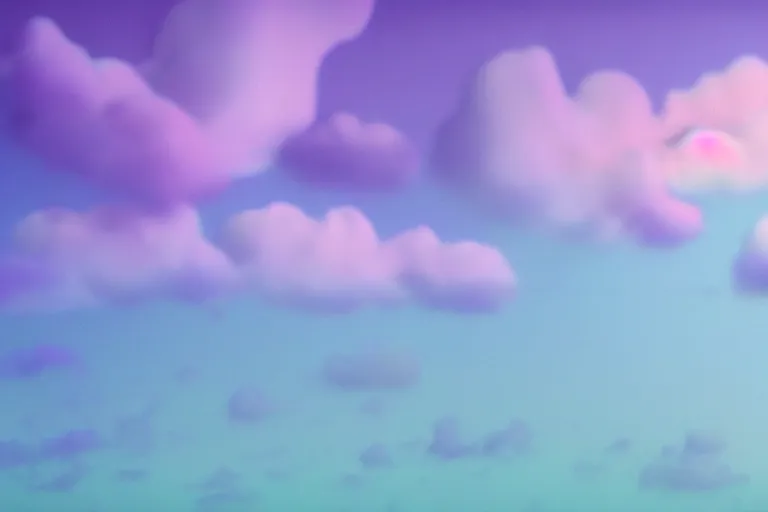Image similar to high fidelity quality billboard photograph of a grunge model walking on realistic clouds wearing packing foam. three point light. photographic production. art directed. white pink blue lavender. volumetric clouds. pastel gradient overlay. waves glitch artefacts. 8 k. filmic.