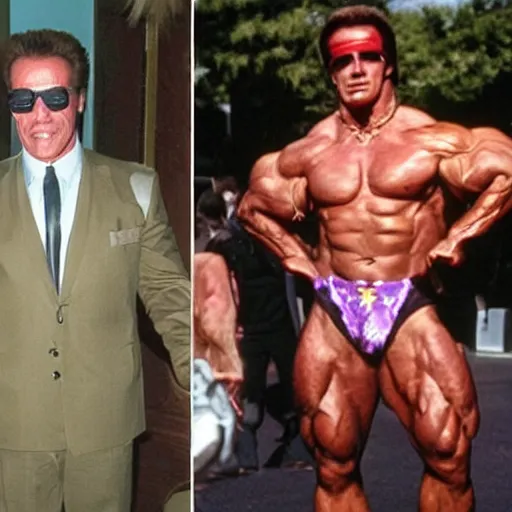 Image similar to Arnold Schwarzenegger dressing in drag