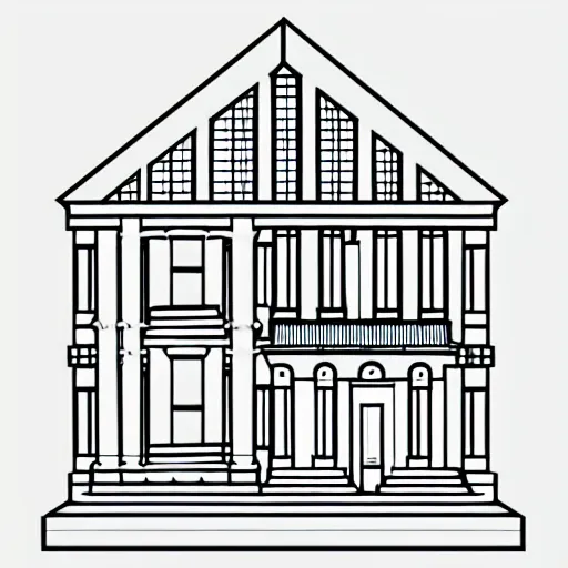 Image similar to an architectural dream, line vector art