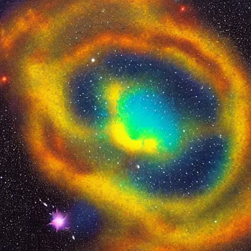 Prompt: “painting of a galaxy that looks like a toxic spill”