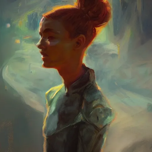 Image similar to sentient life on another planet, portrait, unfinished concept art oil painting by jama jurabaev, extremely detailed, brush hard, artstation