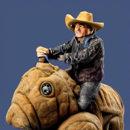 Image similar to a cowboy riding a tardigrade