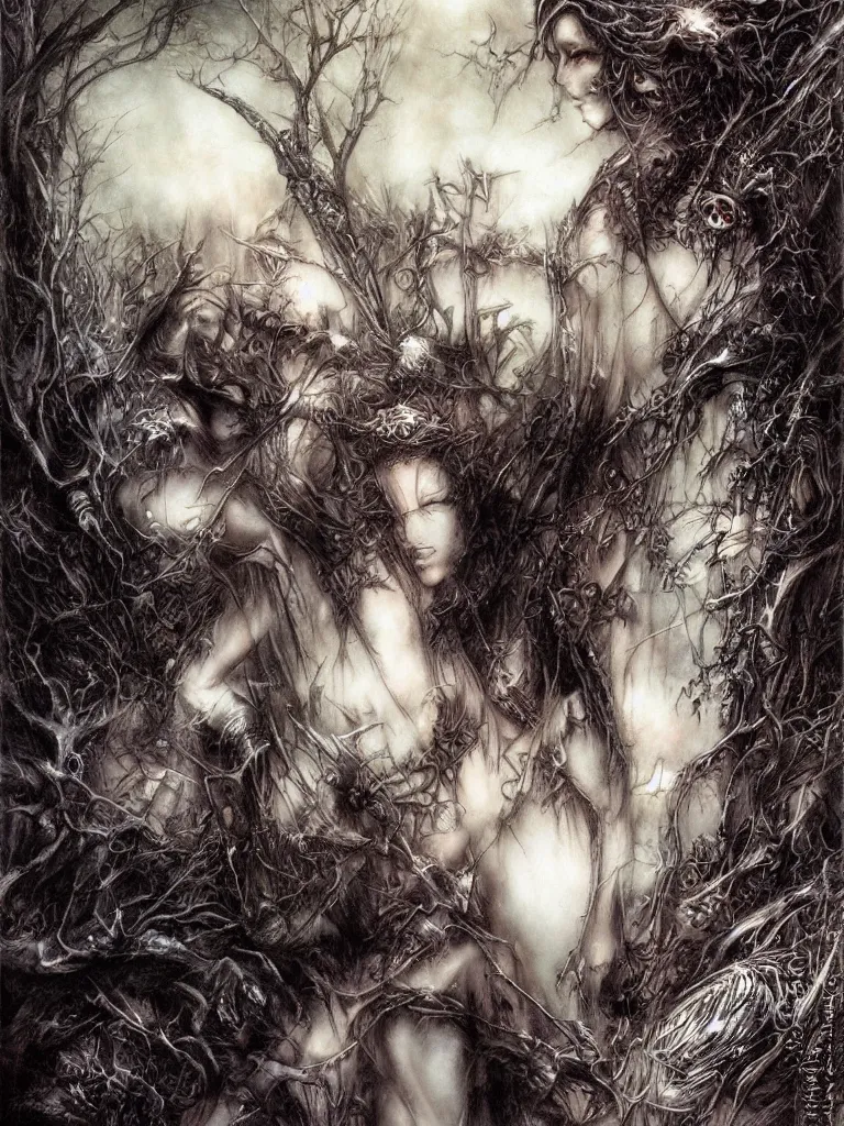 Image similar to life and death mixing together, by luis royo