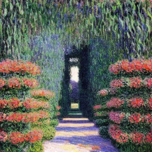 Prompt: A Hedge Maze by Claude Monet