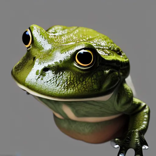 Prompt: hyperrealistic image of bullfrog, by thomas eakes & xiang duan, perfect symmetry, dim volumetric lighting, photorealistic, 8 k octane beautifully detailed render, post - processing, extremely hyper - detailed, intricate, epic composition, lifelike attributes, cinematic lighting, masterpiece, trending on artstation, very very detailed, stunning,