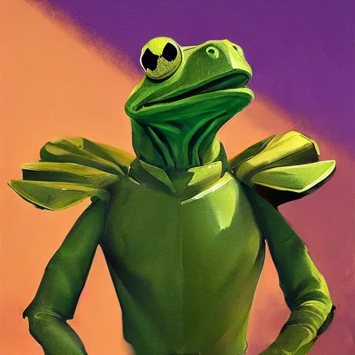 Prompt: greg manchess portrait painting of armored kermit the frog as overwatch character, medium shot, asymmetrical, profile picture, organic painting, sunny day, matte painting, bold shapes, hard edges, street art, trending on artstation, by huang guangjian and gil elvgren and sachin teng