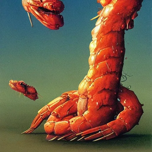 Prompt: shrimp monster by zdzisław beksiński