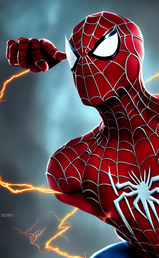 Prompt: epic spiderman as the evil flash wallpaper, dynamic lighting, photorealistic fantasy concept art, trending on art station, stunning visuals, creative, cinematic, ultra detailed