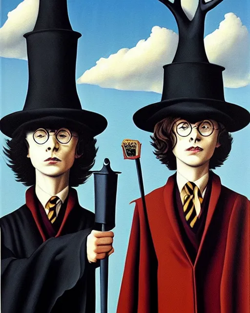 Prompt: harry potter painting by magritte