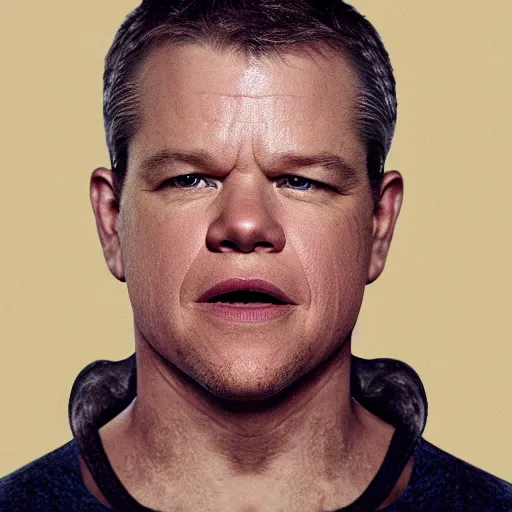 Image similar to matt damon as demon, high detail