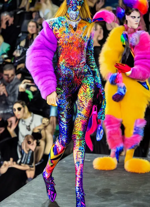 Image similar to hyperrealistic and heavy detailed balenciaga runway show of show of cats by lisa frank, leica sl 2 5 0 mm, vivid color, high quality, high textured, real life