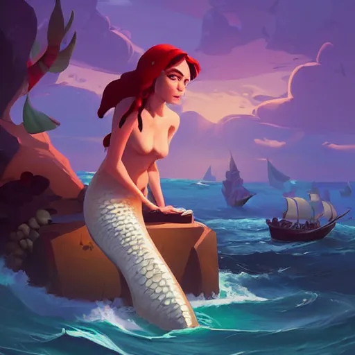 Image similar to painting mermaid treasure on sea of thieves game avatar hero smooth face median photoshop filter cutout vector, behance hd by jesper ejsing, by rhads, makoto shinkai and lois van baarle, ilya kuvshinov, rossdraws global illumination