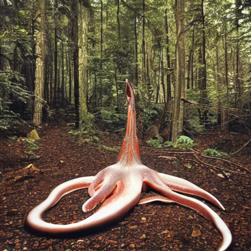 Image similar to National Geographic photo of giant squid in the forest