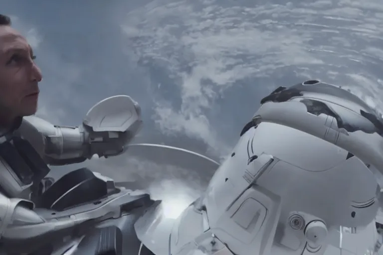 Image similar to vfx movie clean futuristic sci - fi action scene closeup spacex jedi by emmanuel lubezki