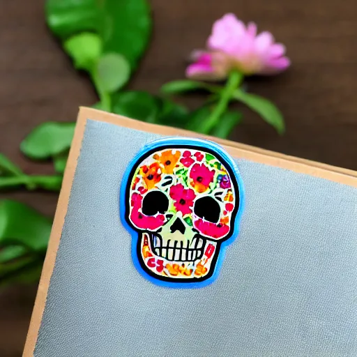 Image similar to cute flowers in a skull sticker