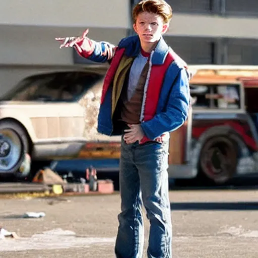 Image similar to Tom Holland as Marty MCFly