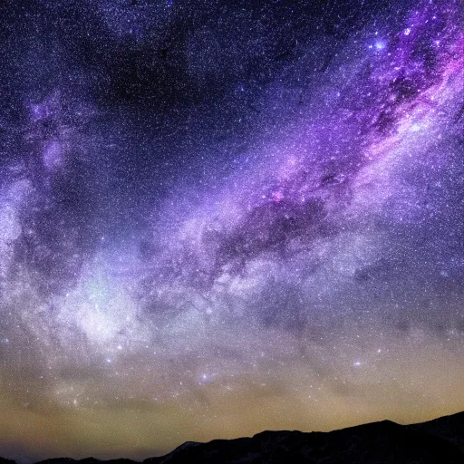 Prompt: wallpaper of dark universe with purple Milky Way