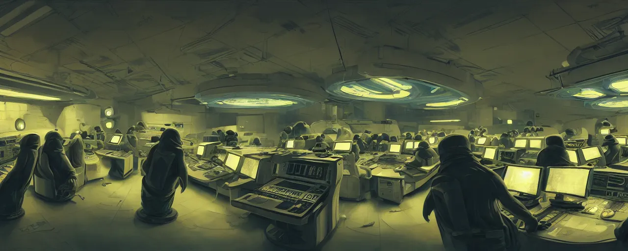 Image similar to duotone concept illustration 3 / 4 portrait of penguins in the supercomputer control room. cinematic scene. vlumetric lighting. golden rario accidental renaissance. portrait lens by sachin teng and sergey kolesov and ruan jia and heng z. graffiti art, scifi, fantasy, hyper detailed. octane render. concept art. trending on artstation